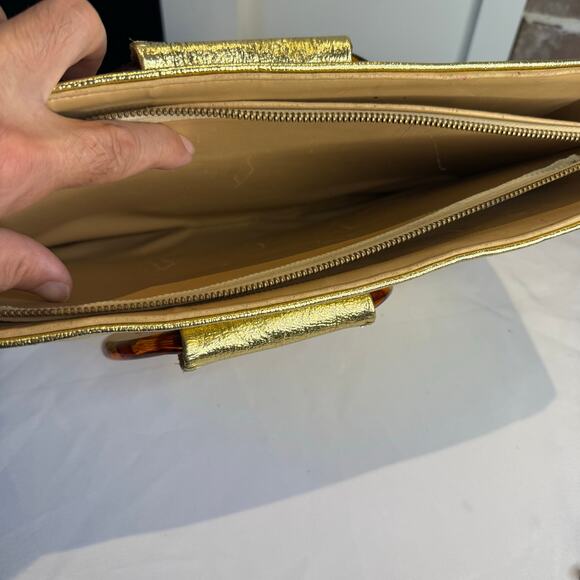 Vintage 60s RJ Florida USA Gold Tortoise Shell Lucite Handle Handbag - Picture 9 of 9